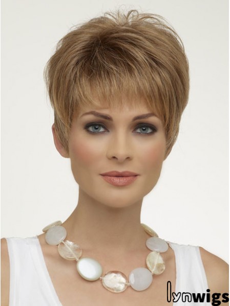 Natural Synthetic Wigs Boycuts Cropped Length Blonde Color Wigs