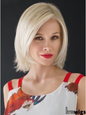 Monofilament White 12 inch Chin Length Layered Heat Resistant Wig