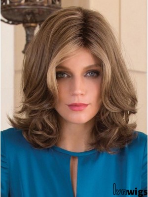 Without Bangs Brown Wavy 13 inch Shoulder Length Synthetic Wigs