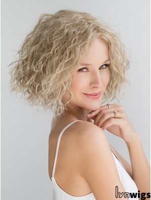 Blonde Chin Length Curly Without Bangs 10 inch Fashionable Medium Wigs