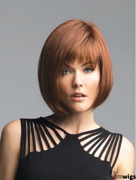 10 inch Chin Length Auburn Straight Fashionable Bob Wigs