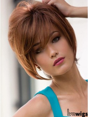 With Bangs Auburn Straight 9 inch Short Synthetic Wigs