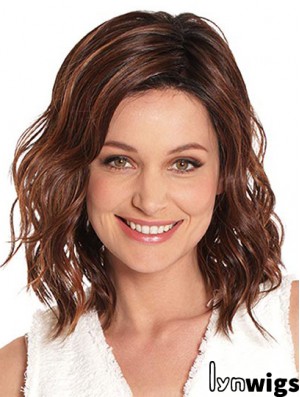 Auburn 14 inch Without Bangs Shoulder Length Top Monofilament Wigs