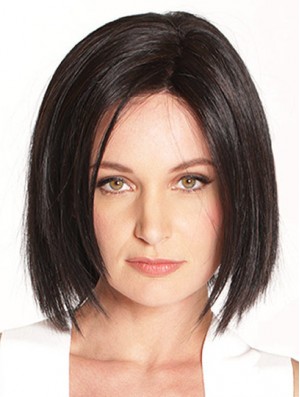 10 inch Chin Length Black Straight Soft Bob Wigs