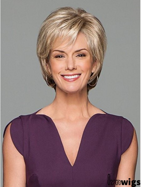 Short Wavy Blonde 6 inch Lace Wig Cap