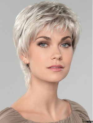 Straight Short 8 inch Capless Affordable Grey Wigs