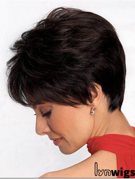 Convenient 4 inch Straight Black Boycuts Short Wigs