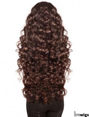 Long With Bangs Curly Brown Fashionable Synthetic Wigs