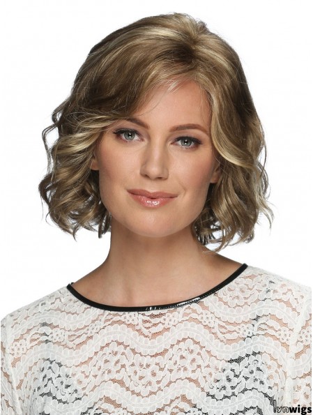 Lace Front 12 inch Wavy Blonde With Bangs Wigs