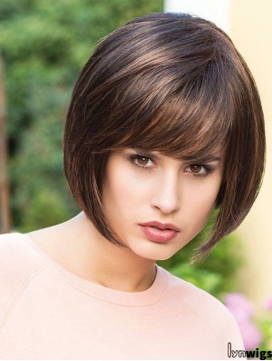 Chin Length Black Ideal 8 inch Straight Bob Wigs