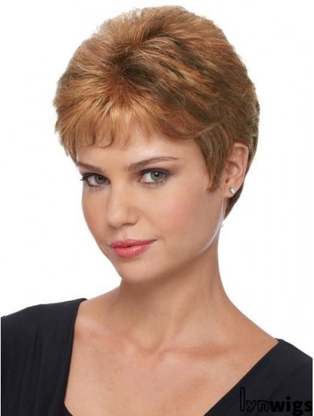 Boycuts Brown Straight 4 inch Ladies Capless Wigs