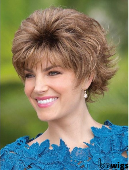 Capless Brown 6 inch Short With Bangs Synthetic Wigs