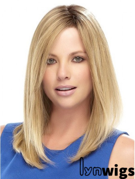 Straight Medium Length Synthetic Wig With Lace Front Shoulder Length