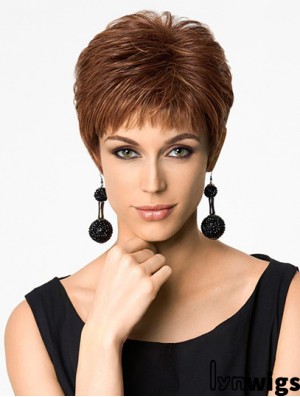 Hairstyles 4 inch Straight Auburn Boycuts Short Wigs