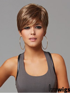 Convenient 5 inch Straight Brown Layered Short Wigs