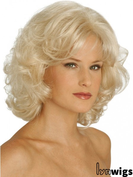 Wigs UK Synthetic Chin Length Blonde Color Curly Style