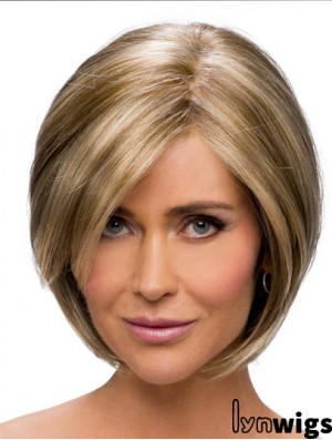 Cheap Synthetic Ladies Wigs With Monofilament Brown Color Chin Length