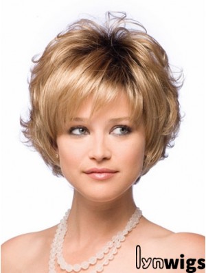 Synthetic Hair UK With Capless Short Length Blonde Color