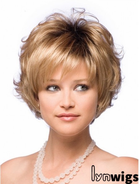 Synthetic Hair UK With Capless Short Length Blonde Color