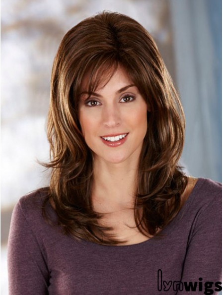 UK Seller Hair Synthetic Long Length Brown Color Layered Cut