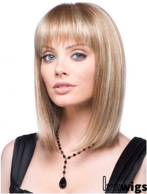 Front Lace Wig Synthetic With Straight Hair Style Blonde Color