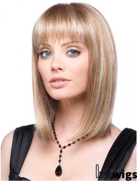 Front Lace Wig Synthetic With Straight Hair Style Blonde Color