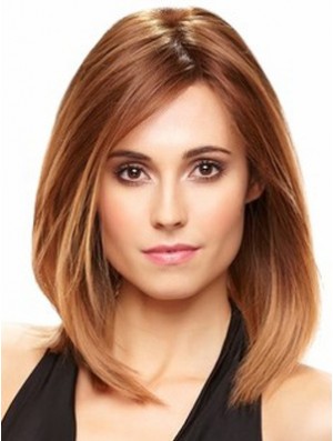 Straight Without Bangs Shoulder Length Auburn Exquisite Lace Front Wigs