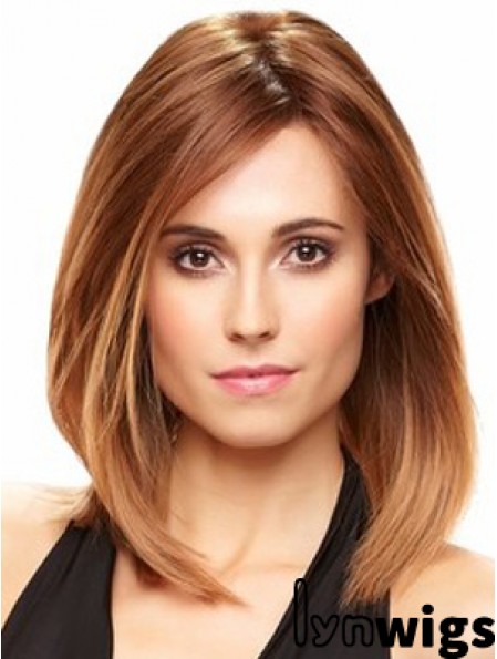 Straight Without Bangs Shoulder Length Auburn Exquisite Lace Front Wigs