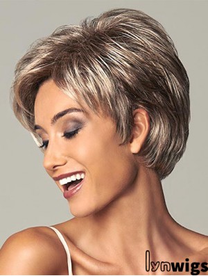 Best 7 inch Straight Brown Layered Short Wigs