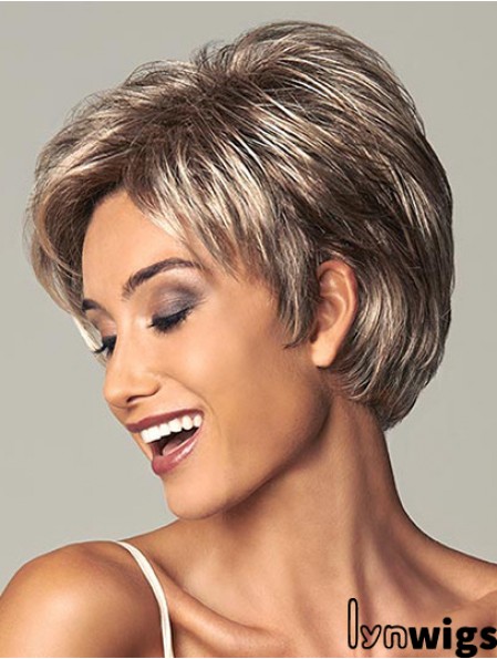 Best 7 inch Straight Brown Layered Short Wigs