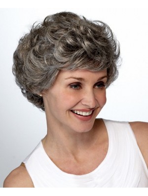 Synthetic Short Curly Lace Front Elderly Lady Wigs