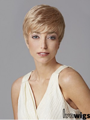 Fashionable 5 inch Straight Blonde Boycuts Short Wigs