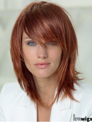 14 inch Straight Layered Capless Auburn Soft Long Wigs