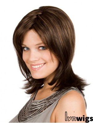 Brown Shoulder Length Wavy Layered 12 inch Fashion Medium Wigs