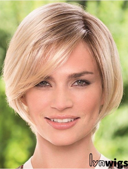 Chin Length Blonde Durable 8 inch Straight Bob Wigs