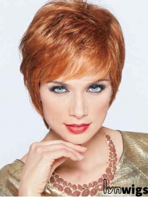 Boycuts Cropped Synthetic Straight Auburn Monofilament Wig Large