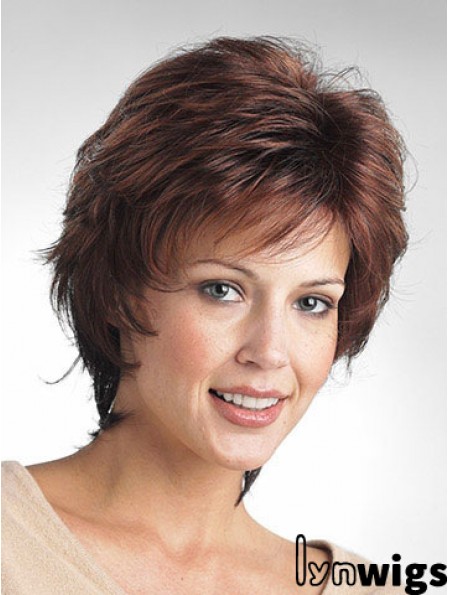 Wavy Layered Short Comfortable Brown Synthetic Wigs