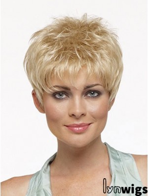 Cropped Boycuts Straight Blonde Online Synthetic Wigs