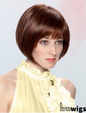 Straight Chin Length Auburn 10 inch Lace Front Durable Bob Wigs