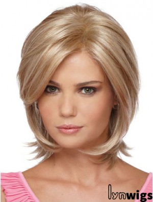 Chin Length Bobs Straight Blonde Modern Synthetic Wigs