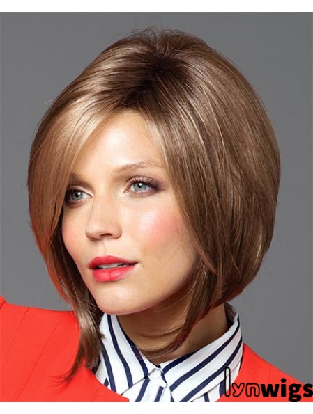 Chin Length Straight Capless Brown No-Fuss Bob Wigs