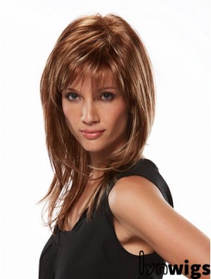 Online Brown Straight Layered Long Wigs