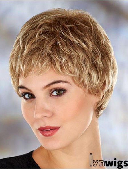 Modern 4 inch Wavy Blonde Boycuts Short Wigs