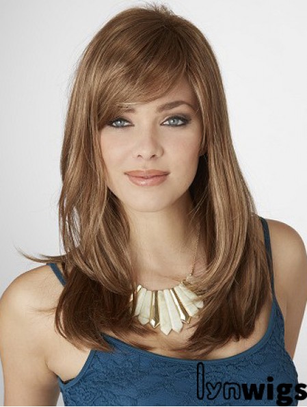 Long Straight Capless With Bangs 16 inch Beautiful Synthetic Wigs