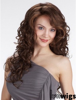 Curly With Bangs Long Brown Beautiful Lace Front Wigs