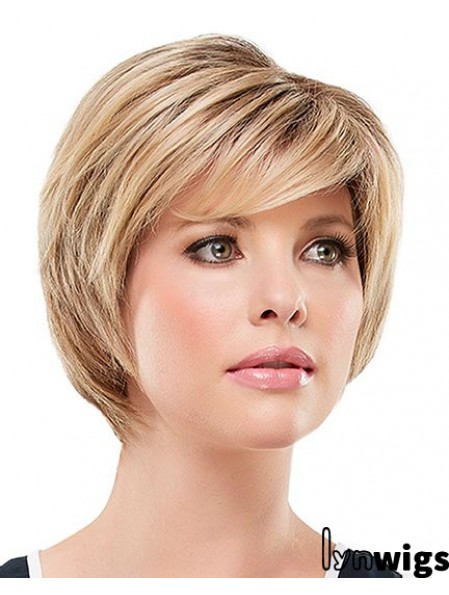 Affordable Blonde Short Straight Layered Lace Front Wigs