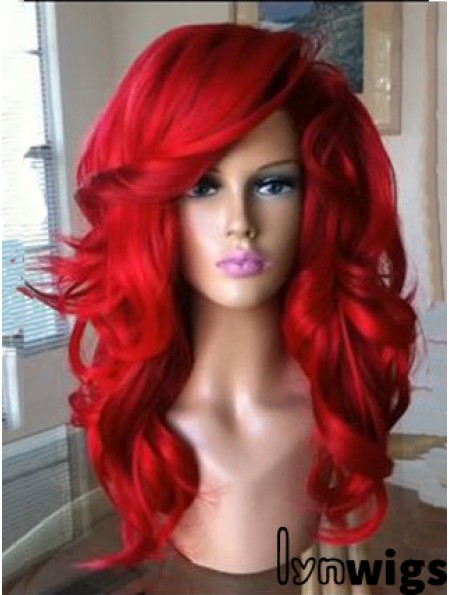 Capless Wavy 18 inch With Bangs Quality Synthetic Red Wig UK