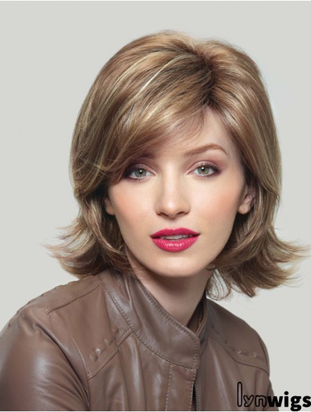 Synthetic UK Chin Length Capless Layered Cut Wavy Style