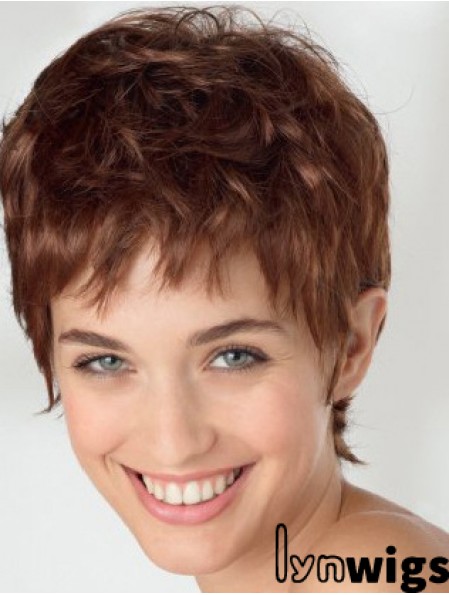 Exquisite 6 inch Wavy Auburn Boycuts Short Wigs