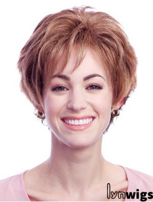 Stylish Auburn Short Layered Wavy Glueless Lace Front Wigs